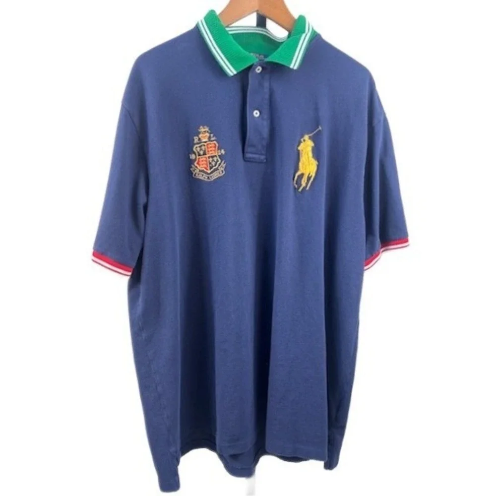 Polo Ralph Lauren Men's Size 2XB Navy Blue Big Pony Crest Polo‎ Shirt